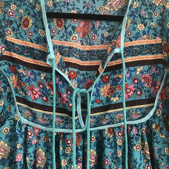 NWT Folk Town Maxi Boho Hippie Long Bohemian Dress - Picture 7 of 8